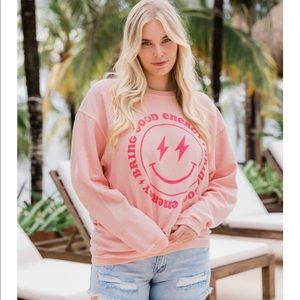 Pink lily - Pink corded graphic sweatshirt
